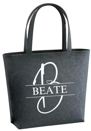 Lounis Personalisierte Filztasche mit Initial und Namen – Einkaufstasche aus Polyester-Filz, Shoppingtasche für Frauen, Geschenk für Mama, Freundin, Oma, Weihnachtsgeschenke für Frauen (Dunkelgrau)
