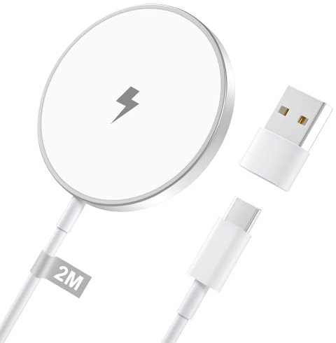 Wireless Charger iPhone 2M, 15W Mag-Safe Charger for iPhone 17/16/16 Pro Max/15 Plus/15 Pro/14/14 Pro Max/13/12/11/AirPods,Wireless Phone Charger Pad Phone Magnetic Charge Wireless Fast Charge
