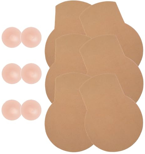 CUKIN 3 paia di reggiseni adesivi in silicone da donna, senza spalline invisibili, per vestiti senza schiena, con 3 paia di cuscinetti in silicone (beige), beige., C/D CUP