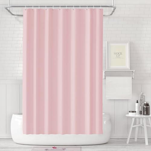LUKDUNG Rideau de bain, 180 x 180 cm, anti-moisissure, étanche, lavable, Rideau de douche en PEVA avec 12 anneaux, Rose