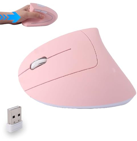 KeautFair Mouse wireless ergonomico per mancini (rosa)