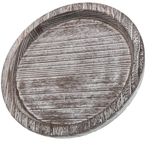 PRETYZOOM Bandeja Redonda de Madera Maciza para Velas Estilo Rústico