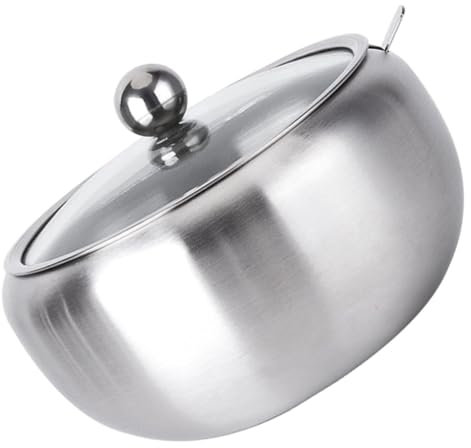 FUNNETOYU Pot à Épices Transparent Petit Format En Verre Avec Cuillère, Acier Inoxydable 304, Couvercle Hermétique, Pour Usage La Cuisine Et Rangement Épices