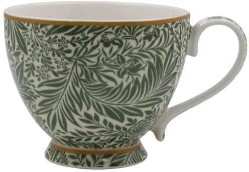 The Leonardo Collection William Morris Larkspur Footed Mug for Hot Drinks | Fine China Printed Coffee Cups for Kitchen & Home | Reusable Tea and Coffee Mugs for Every Occasion & All Type of Drinks