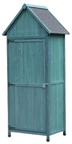Potting Bench, Wooden Outdoor Storage Shed With Floor Fir Wood Garden Cabinet Vertical Unit Tool Lockers Waterproof Roof Shelves Brown Outdoor Storage Cabinet (One Color Dark Green)