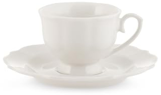 H&H Set 6 Tazze Caff� Festonate Blanc Con Piattino Cc 90