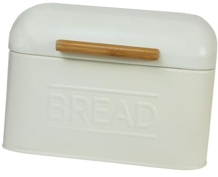 YEJBBUC Caja de almacenamiento de pan retro para encimera de cocina, despensa, cocina, hueso, blanco, marfil, blanco, 20 x 20 x 14 cm