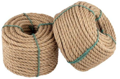 CHUIFAI 2 Stück 30 m x 8 mm Juteschnur zum Basteln, 3 Stränge geflochtenes Juteseil Hanfseil Jutekordel, braun Jute Schnur für Basteln, Verpackung, Gartenbündelung, Dekoration