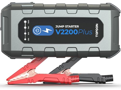 TOPDON V2200 Plus Car Jump Starter and Battery Tester 2-in-1 2200A Battery Booster Power Pack for Up to 8L Gas/6L Diesel Engines 12V Jump Starter Power Bank