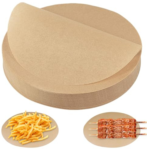 200 Stück Backpapier Rund: Ø 28cm Hitzebeständig Rundes Backpapiers, Backpapier Zuschnitte, Dauerbackfolie Rund für Heißluftfritteuse, Pizza, Ofen, Luftfritteuse, Grill, BBQ, Kuchen (Braun)