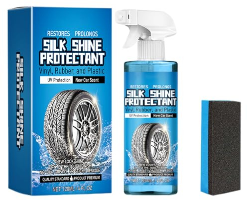 laxreheye Limpiador para neumáticos de coche, 120 ml, abrillantador para llantas detallado | Spray tratamiento de neumáticos con esponja, para vehículos, coches, barcos náuticos, garajes interiores y