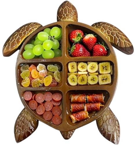 Planches à Charcuterie Plateau de Charcuterie en Forme de Tortue drôle avec Compartiment Plateau Service en Bois pour la Cuisine Fromage Viandes Planches Fruits Planche