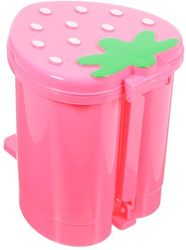 NUOBESTY Mini Strawberry-Shaped Press-Type Desktop Trash Can, Small Pink Waste Bin for Office, Kitchen, Dormitory, Compact Garbage Container for Home Use