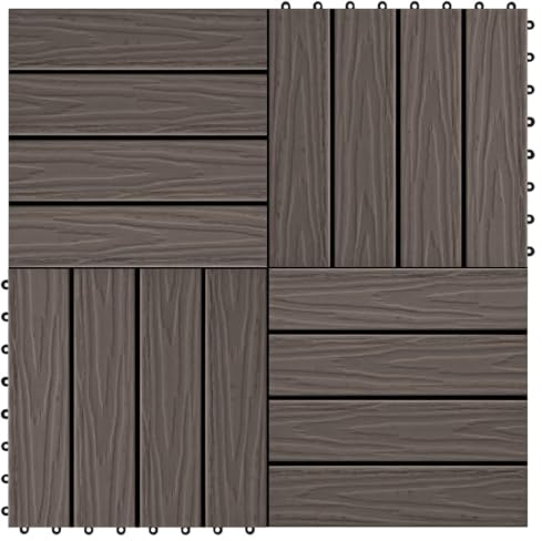 INLIFE Carreau de terrasse en Relief 11 pcs WPC 30x30 cm 1 m² Marron