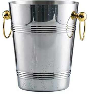 DANNMPX Ice Bucket Stainless Steel Ice Bucket Thickened Creative Champagne Cooler Barrel For Parties(Gold)