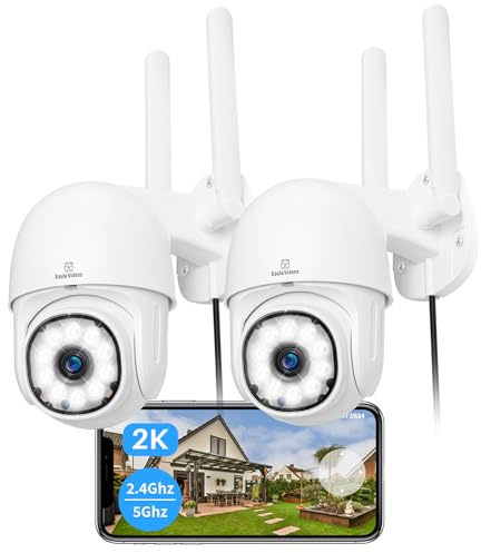 Outdoor Home 2.4G/5G WiFi Surveillance Security Cameras, with Two-way Audio, Motion Detection, Color Night Vision, Family Sharing, IP66Waterproof, 360°View, Cloud Storage/SD Card Storage (3MP-2 Pack)