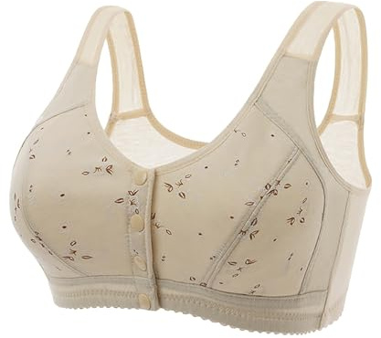 Soutien Gorge Ouvert Devant sans Armature Push Up Grande Taille Support Haut Anti Brassière Ptose Confort Quotidien Doux Et Confortable Lingerie Fitness Bretelles Réglables Bra Beige 38