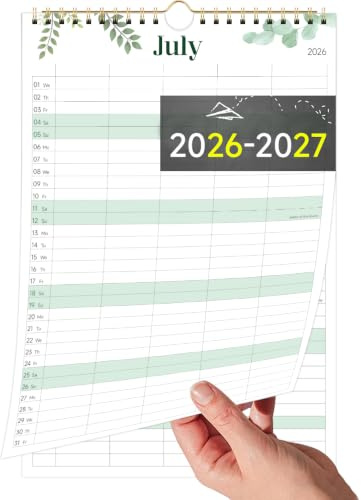2026-2027 Family Calendar from July 2026 to June 2027-12 Month Academic Calendar Planner 5 Columns A4 (8.3 x 11.8), 2026/27 Wall Calendar for Daily Scheduling & Work Organisation