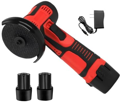 Mini Amoladora Angular, Multifunción Amoladora Pequeña a Doble Batería con Motor de Alta Potencia, 7 Accesorios y Maletín de Transporte para Cortar y Pulir Baldosas, Madera, Acero, Piedra