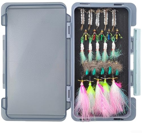 Set completo di attrezzatura da pesca a mosca con ninfe bagnate asciutte in diverse misure 16 # 18 # 10 # 1 # per pescatori di trote e spigole (TZ00525)