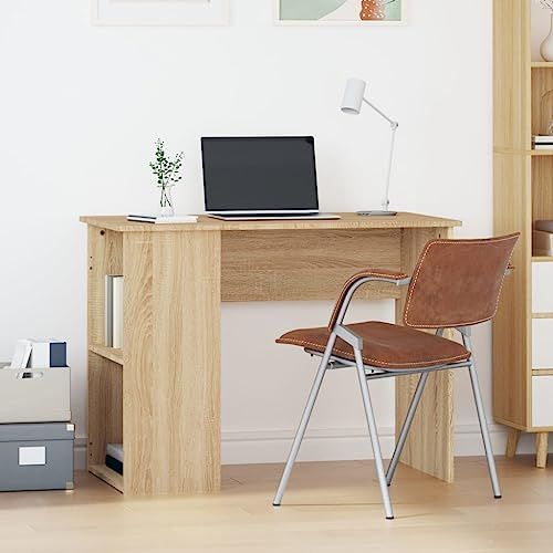 KGHFDVB Schreibtisch Sonoma-Eiche 100x55x75 cm, Büro Computertisch aus Holzwerkstoff mit 2 Fächern, moderner Arbeitstisch für Arbeitszimmer