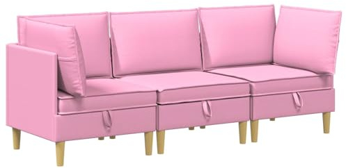 Mhdvray Modulares Sofa Set mit Stauraum 3-Sitzer Rosa Stoff - Flexibles Ecksofa Wohnlandschaft mit Kissen und Abnehmbarem Bezug für Wohnzimmer, 3-teilige Couchgarnitur