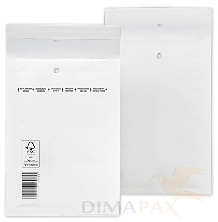 200 Stück Luftpolstertaschen Größe: A1, weiß, Außenmaß in mm: 120x175, Innenmaß in mm: 95x165,dimapax