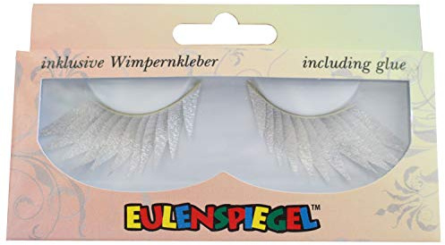 Eulenspiegel 000830 - Künstliche Wimpern, Silber metallic, lang, 1 ml Spezial-Wimpernkleber, Anleitung, für Karneval, Mottoparty