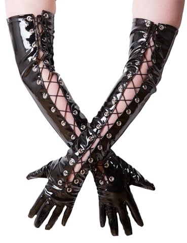 HONOUR Female Laced Front Long PVC Gloves