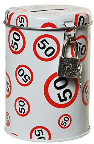 Spardose Jahreszahl mit Schloss zum 50. Geburtstag