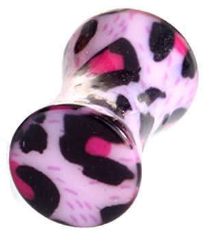 Karisma Ohr Flesh Plug Tunnel Piercing Acryl Leopard Lila T6347 Größe 3mm