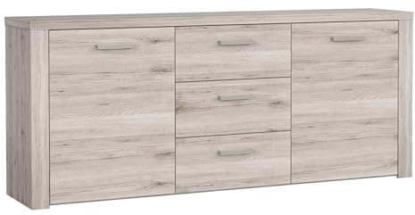 Forte Portland Kommode - 2 Türen und 3 Schubladen, Holzwerkstoff, Sandeiche