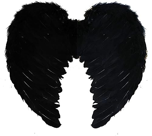 Black Feather Wings Accessory - Perfect for Halloween Costumes and Gothic Fancy Dress - Pack of 1 - One Size Fits Most