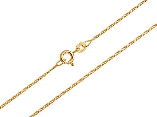 Silberketten Store Panzerkette Gold 585 Damen 38-90cm I filigrane Goldkette Damen hochglanz 1mm Stärke I hochwertige Echtgold Halskette für Frauen mit Federring Verschluss