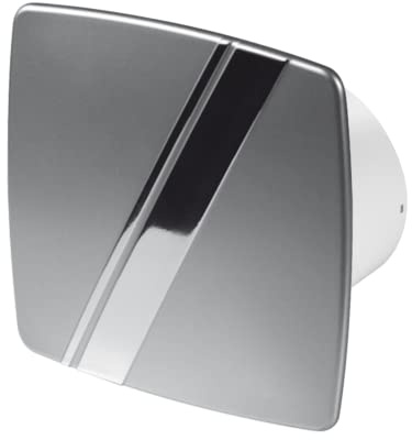 AirTech-UK Bathroom Extractor Fan 100 mm / 4 Linea silvery-satin Finish Front Panel with Pull Cord Switch