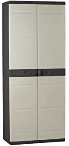 TITANIUM PLAST Armoire haute 2 portar av metall â€“ 70 x 44 x 176 cm â€“ Beige et Noir â€“ Gamme TITANIUM â€“ Intérier och Extérieur