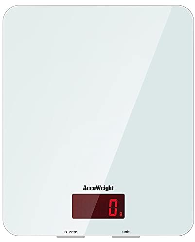 ACCUWEIGHT 201 Digital Kitchen Scales Food Scale with Tempered Glass Platform Electronic Cooking Scales with Backlit LCD Display Multifunctional Scale for Home Office Use, 5kg,11lb