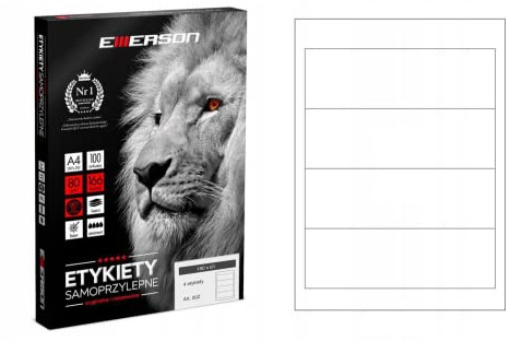 Netuno 100 x DIN A4-ark med etiketter (4 etiketter 190 x 61 mm per ark) 400 självhäftande etiketter på ark vita tomma etiketter på A4-ark självhäftande fraktetiketter för tryck