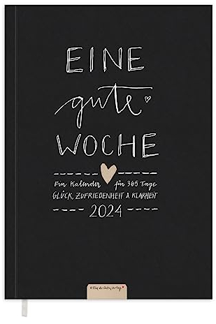 Eine der Guten Terminkalender A5 - Eine gute Woche - Kalender 2025, Wochenplaner mit Leseband & Achtsamkeit Notizbuch, Softcover Taschenkalender Terminplaner, Schwarz Weiß, klimaneutral, FSC Papier