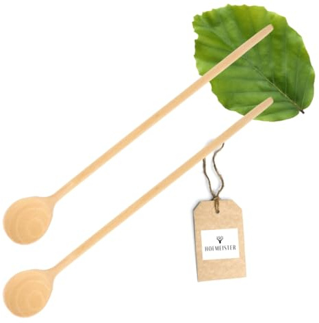 HOFMEISTER® Grande cuillère de cuisine en bois, produit naturel : fabriquée à la main, sans plastique, sans rayure, non traitée, résistante à la chaleur, cuillère à mélanger antibactérienne en hêtre,