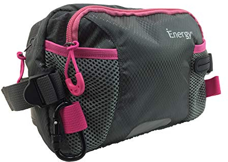 iEnergy™ PAT Gürteltasche | Praktische Leckerlitasche und Futterbeutel für Hunde|Ideal für Training, Spaziergänge und Wanderungen|Atmungsaktiv, Verstellbar, Leicht zu Reinigen (Grün/Grau) (Rose)