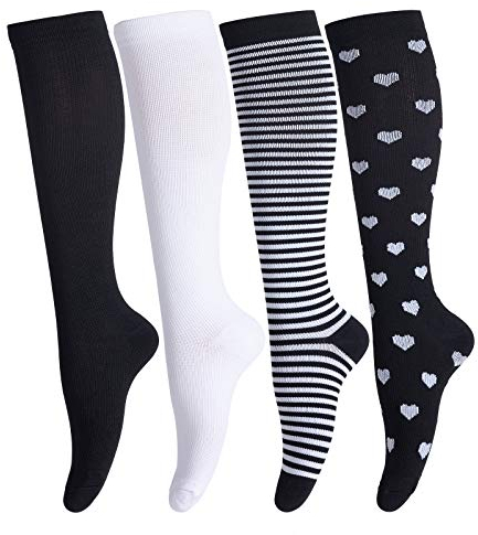 LEOSTEP Kompressionsstrümpfe für Damen und Herren (4 Paar) Stützstrümpfe Kompressionssocken Compression Socks für Sport, Flug, Laufen, Reisen, Schwangerschaft Krankenschwestern 20-30 mmHg