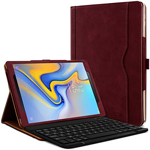 Étui Housse de Protection et Mode Support Horizontal Couleur Bordeau avec Clavier Français Azerty Connection Bluetooth pour Tablette Samsung Galaxy Tab A 10.5 SM-T590