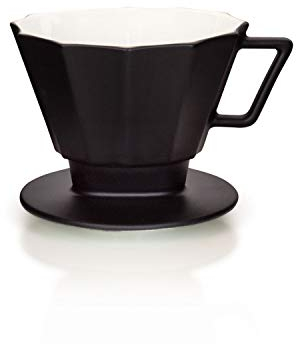 Mahlwerck Porzellan Kaffeefilter, wiederverwendbarer Dauerfilter, für Filtertüten 1x4, Größe 4, mattes schwarz