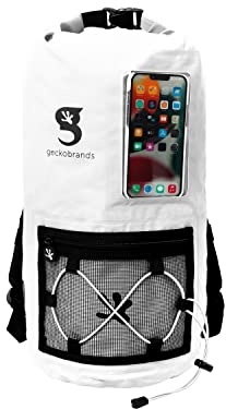 geckobrands Hydroner 20L Wasserdichter Dry Bag Rucksack - Leichte Rolltasche mit transparenter Handytasche für Outdoor-Aktivitäten