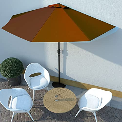 YITHOPI Halbschirm 300x150x253cm (L x B x H) Halb-Sonnenschirm Balkonschirm Kurbelschirm Schirm Halbrund Stahl, Mit Lüftung und Kurbelsystem,Terrakotta