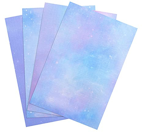 Pllieay 4 Stück bedrucktes Aida-Tuch, 14-fädig, Kreuzstichstoff, Sticktuch, 45,7 x 30,5 cm, Sternenhimmel gedruckte Muster