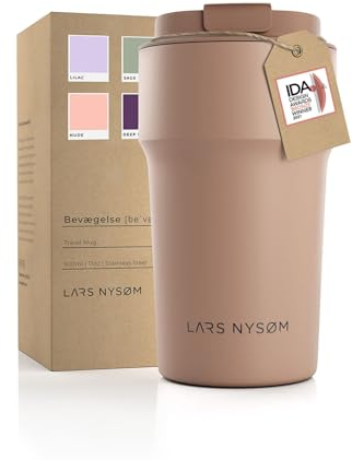 LARS NYSØM Thermo Kaffeebecher to go 500ml | Travel Mug 0,5 Liter mit Isolierung | Auslaufsicherer Edelstahl Thermobecher für Kaffee und Tee unterwegs | Teebecher (Mocha Brown, 500ml)