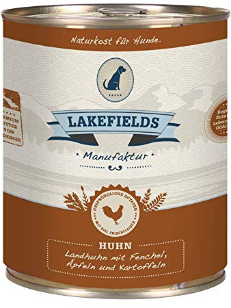 Lakefields MANUFAKTUR Nassfutter MENÜ Huhn 61% Fleischanteil für Hunde, Größe:24 x 800 g