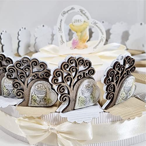 Torta bomboniera Comunione Albero della Vita Cuore Icona Sacra eucarestia Magnete 20 fette (Torta Albero della Vita Cuore)